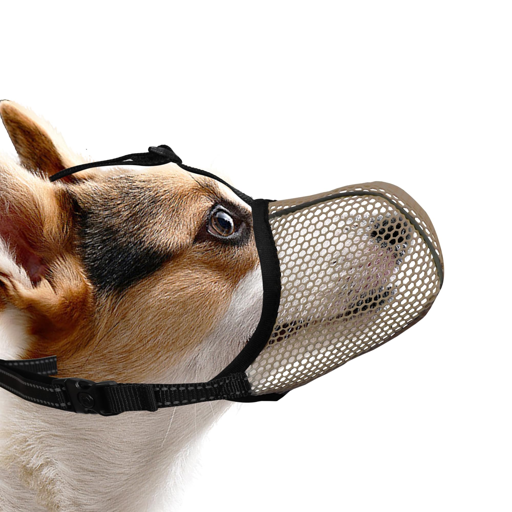 Photo 1 of JOYPAWS Dog Muzzle, Breathable Soft for Small Dogs to Anti & Prevent Barking Biting Chewing, Reflective & Adjustable Basket Muzzle with Air Mesh for Toy Poodles Brown S
