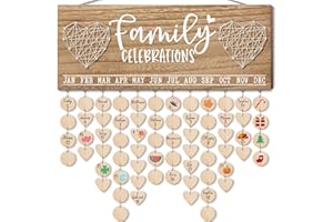 MAYICIVO Mothers Day Gifts for Mom Grandma from Daughter, Wooden Family Birthday Reminder Calendar Board Wall Hanging DIY Birthday Tracker Plaque with 120 Tag, Best Dad Mom Grandma Gifts for Birthday Christmas