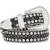 SUOSDEY Men Women Cowboy Rhinestone Belt Western Cowgirl Bling Sequins Diamond Shiny Studded Belt for Jeans