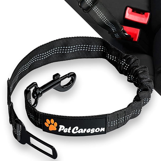 PetCareson Hunde-Gurt fürs Auto I 3 Varianten I kurz, extra lang, ISOFIX I Mit Ruck-Dämpfer I Anschnallgurt für Hund im Auto 