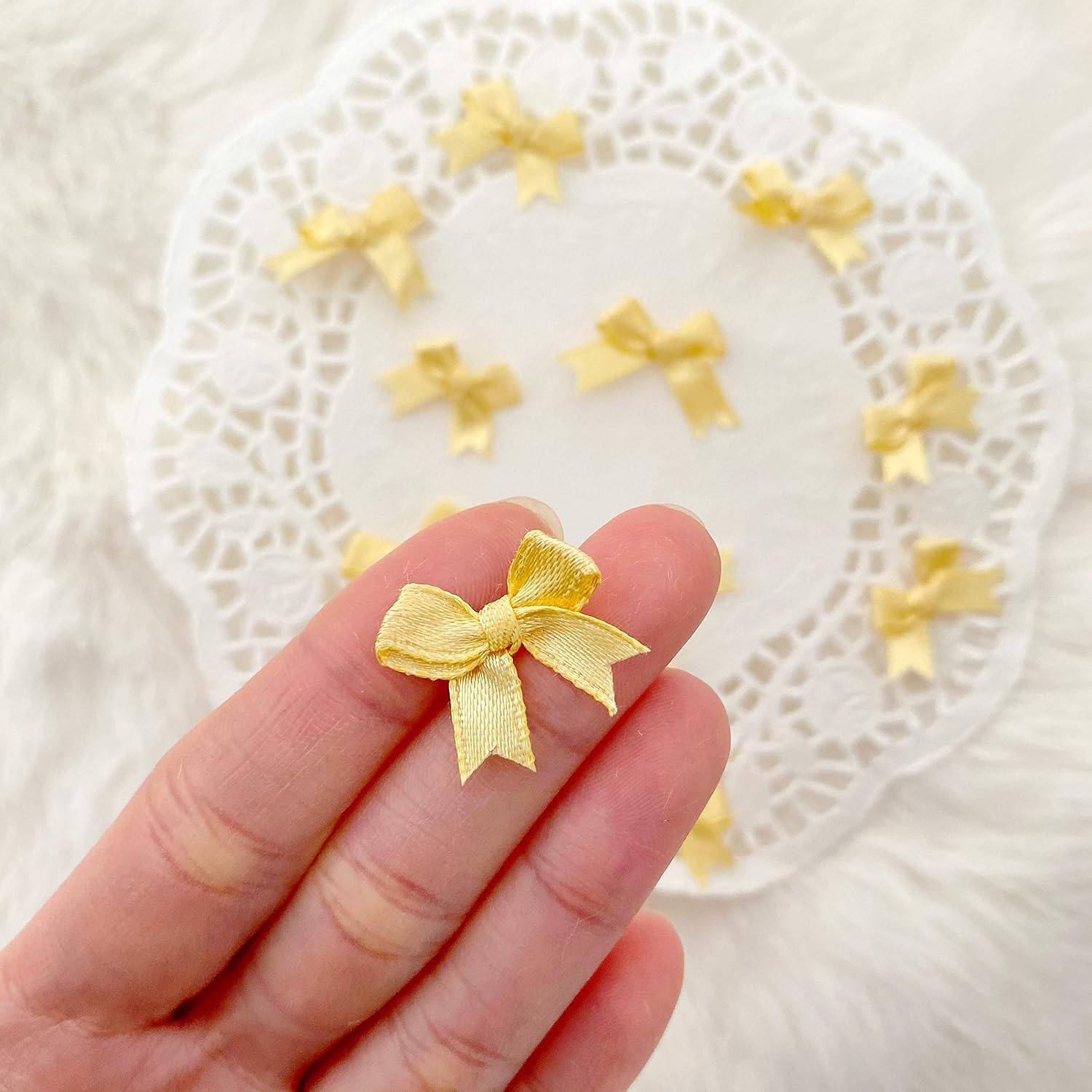 Tiny Gold Bows 2550 pcs,Gold Ribbon Bows, Mini Satin Bows, Fabric Embellishment