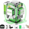 Huepar Pro ZK03DG-SP 3D Cross Line Laser Level, Green Beam, Self-Leveling, 33ft Accuracy, 10hr Battery, Remote Control, Hard Case