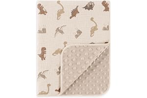 Susurration Baby Blanket 30x40inch Soft Fluffy Crib Blankets with Muslin Cotton Front and Dotted Fleece Back Receiving Blanke