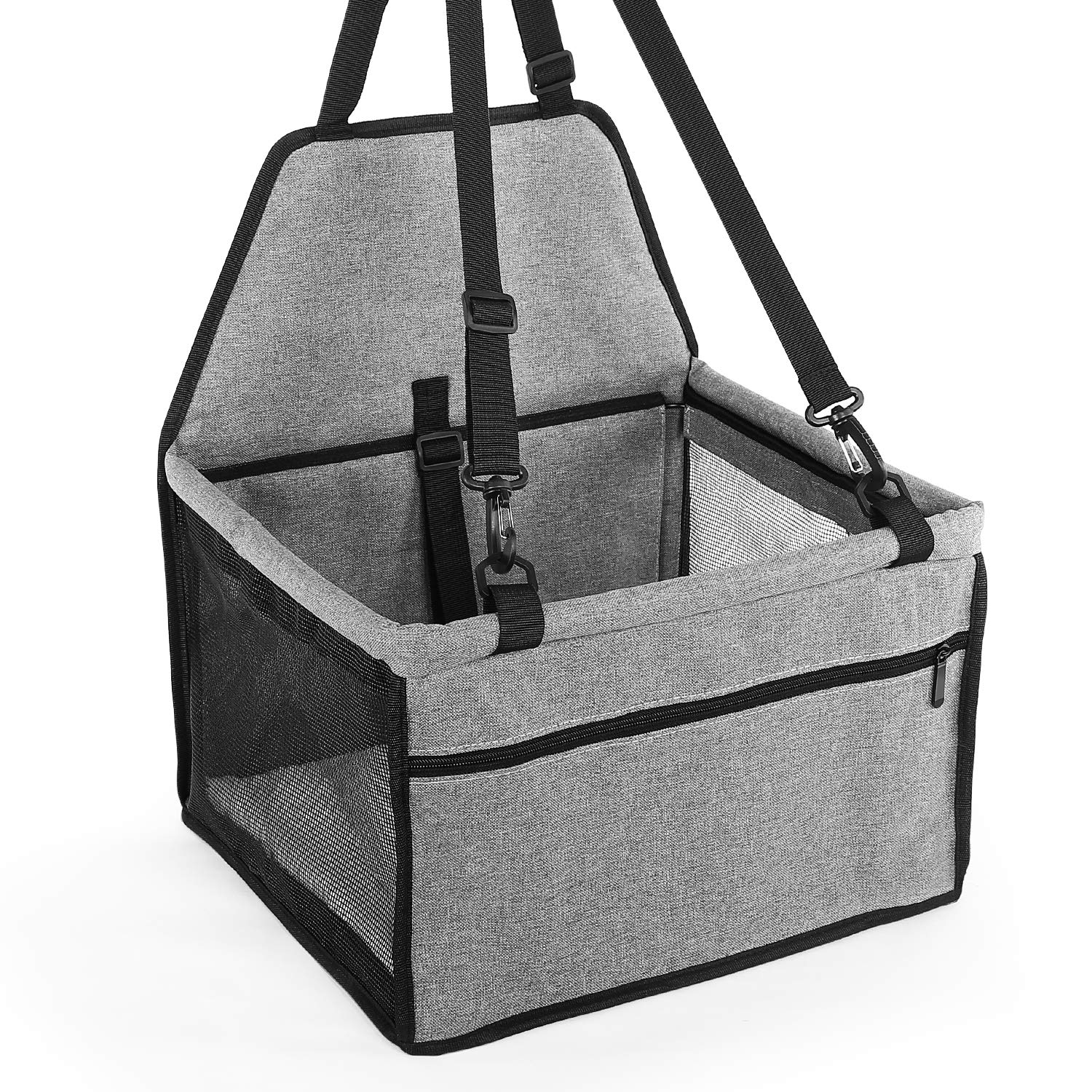 Pet Car Booster Seat for Dogs Cats Pet, Folding Pet Car Seats Cat Car Travel Safety Seat Pet Carrier Bag with Clip-On Safety Leash and Zipper Storage Pocket - KatzeTatze