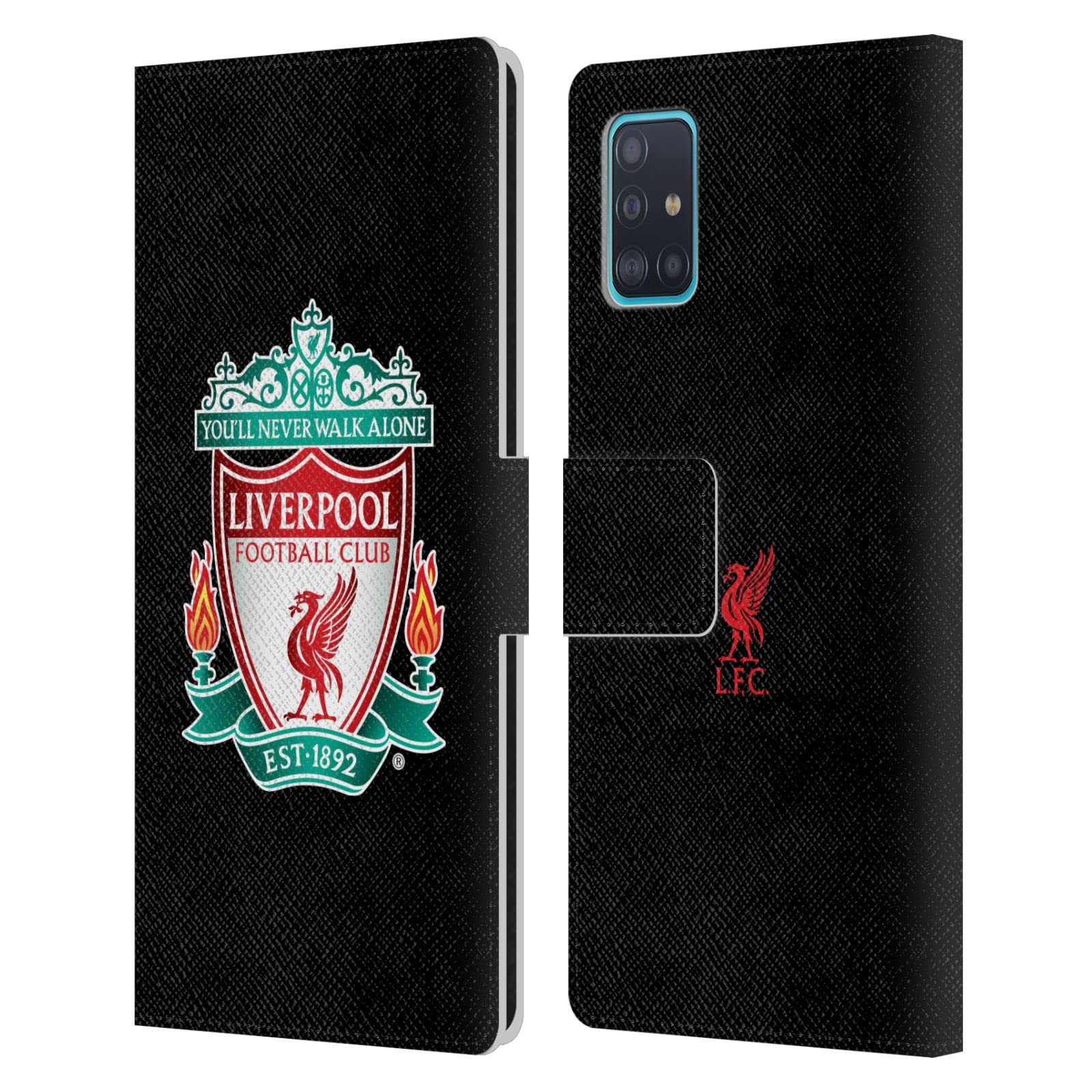 Head Case Designs Officially Licensed Liverpool Football Club Black 1 Crest 1 Leather Wallet Case Compatible With Samsung Galaxy A51 (2019)
