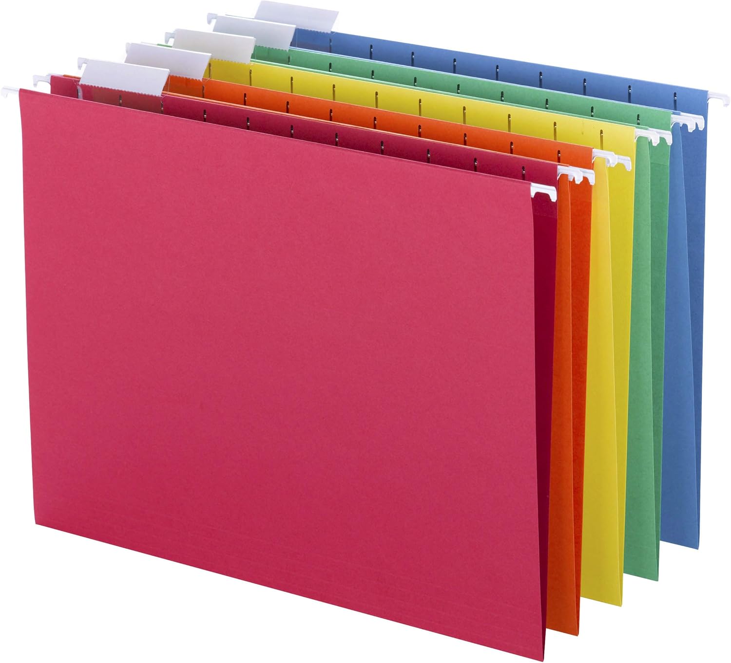 Smead Colored Hanging File Folder with Tab, 1/5-Cut Adjustable Tab, Letter Size, Assorted Primary Colors, 25 Per Box (64059) : Office Products