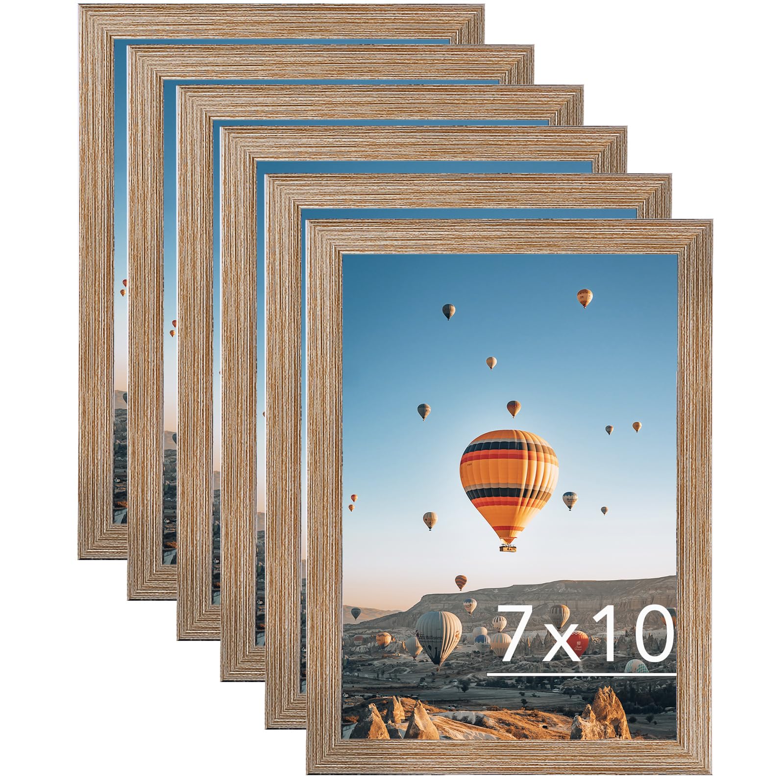JCJMY 7x10 Picture Frame Set of 6 Rustic Brown for
