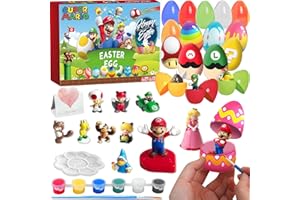 QUEENII Filled Easter Eggs with Surprise Toys Inside, Mario Easter Basket Stuffers for Toddler, Easter Party Favors, Filled Easter Eggs Hunt, Easter Egg Fillers, Easter Decorations Gift for Kids-21 Pcs