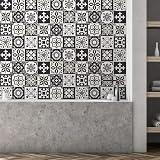 WALPLUS Black Tile Stickers 24pcs 15x15cm Self Adhesive Wall Tiles view 3