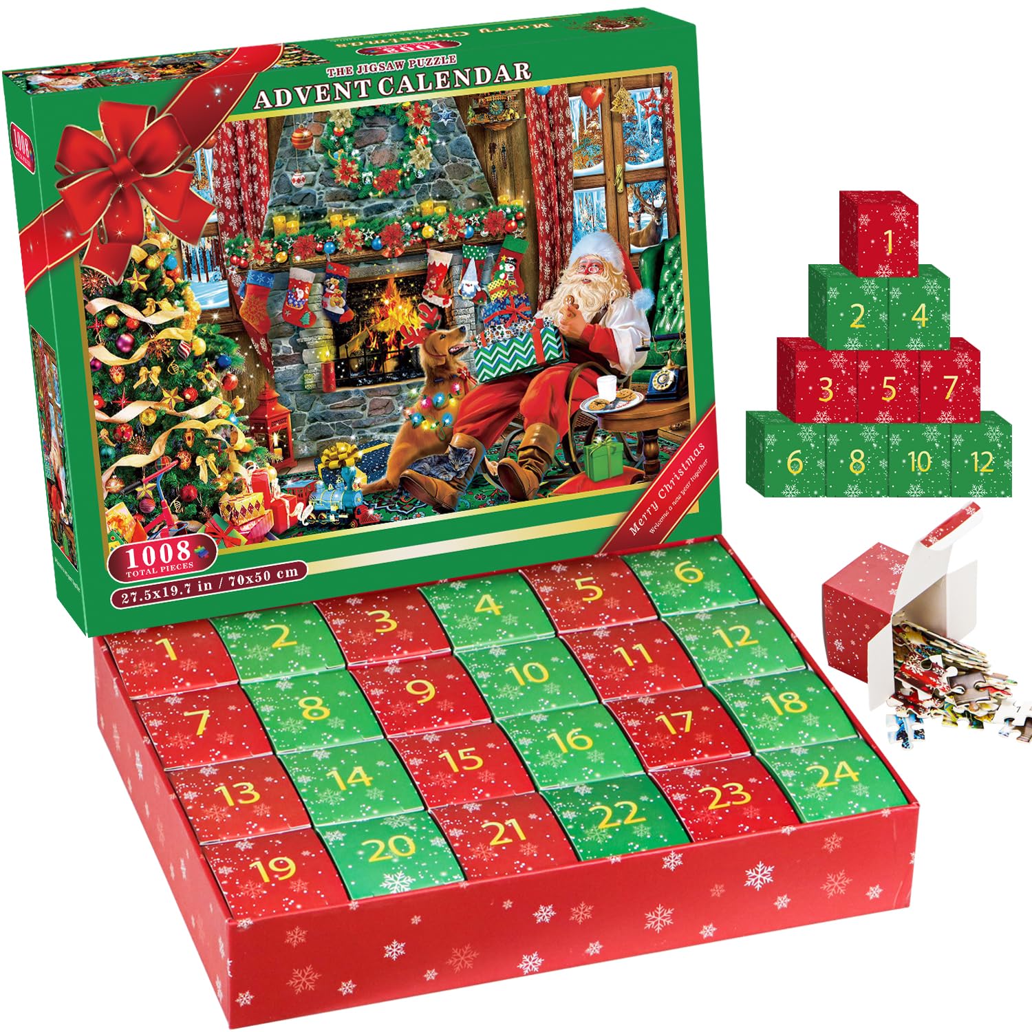 BLOCE Puzzle Advent Calendar 2024, Christmas Jigsaw Puzzle, 24 Days