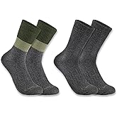 Carhartt Men's Midweight Synthetic-wool Blend Colorblock Crew Sock 2 Pack
