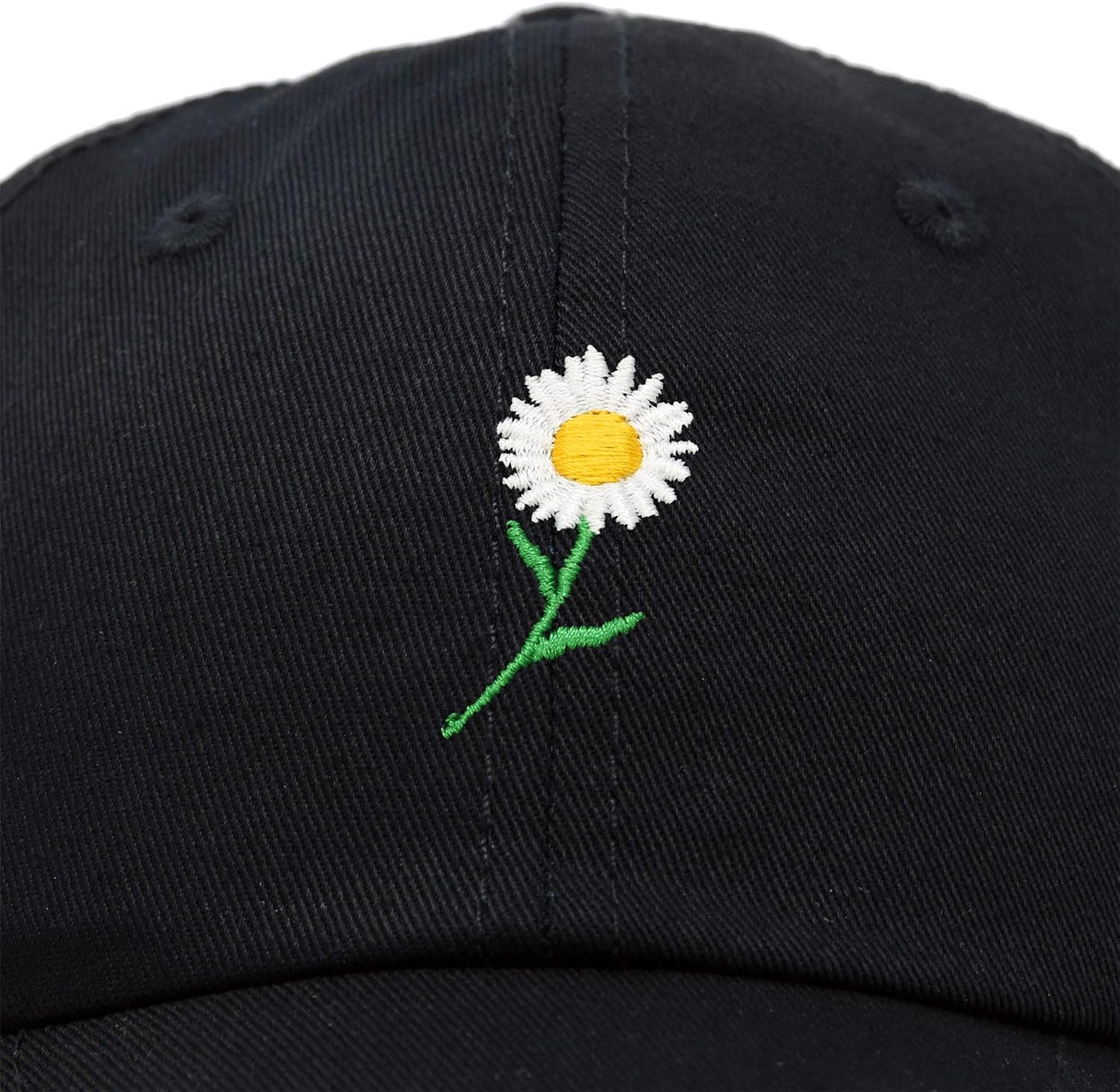 DALIX Daisy Flower Hat Womens Floral Baseball Cap in Black: Clothing