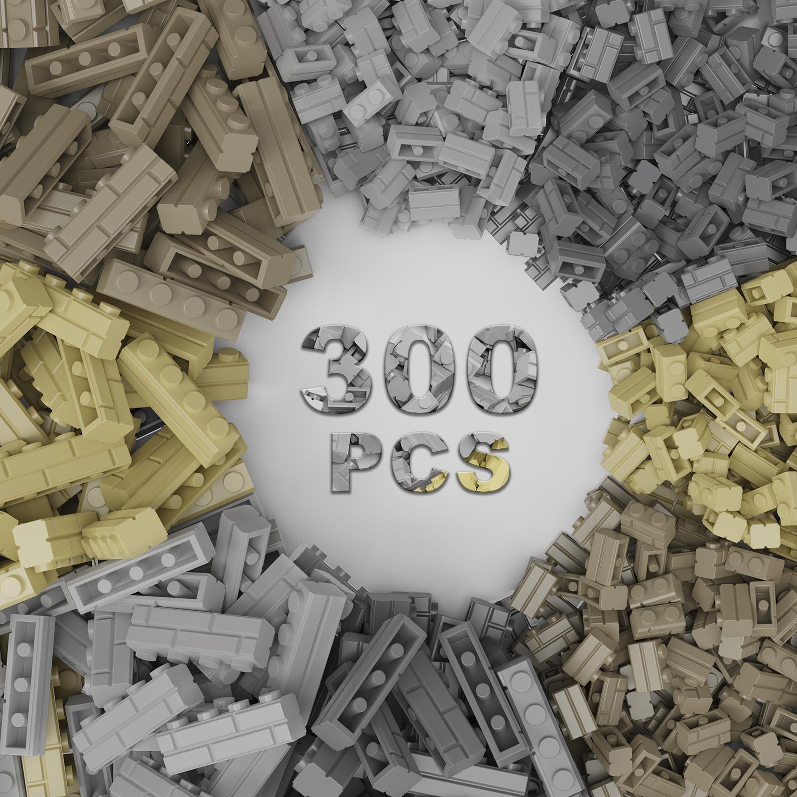 300Pcs Masonry Profile Bricks, Wall Bricks Blocks, Compatible with Major Brands Building Parts and Pieces, Creative Building Block Toys for Boys Girls Ages 3 4 5 6 7 8 9 10 Year Old