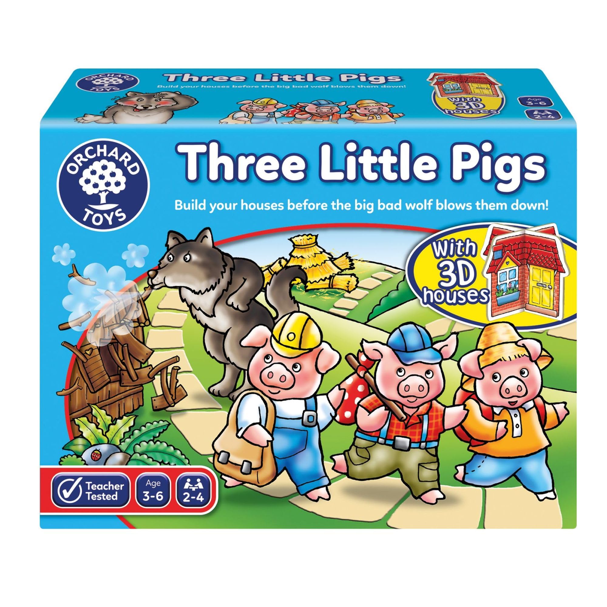 Orchard Toys Three Little Pigs Game, Fun Board Game for Children Age 3-6, Family Game Toy, Assorted Colours Lime Green