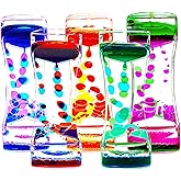 FKYTION Liquid Motion Bubbler Timer Pack of 5 Colorful Hourglass Liquid Bubbler ADHD Fidget Toy Sensory Toy Anxiety Toys Autism Toys Children Activity Calm Relaxing for Kids Teenager Adults