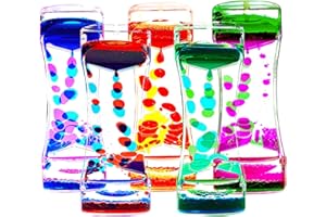 FKYTION Liquid Motion Bubbler Timer Pack of 5 Colorful Hourglass Liquid Bubbler ADHD Fidget Toy Sensory Toy Anxiety Toys Autism Toys Children Activity Calm Relaxing for Kids Teenager Adults