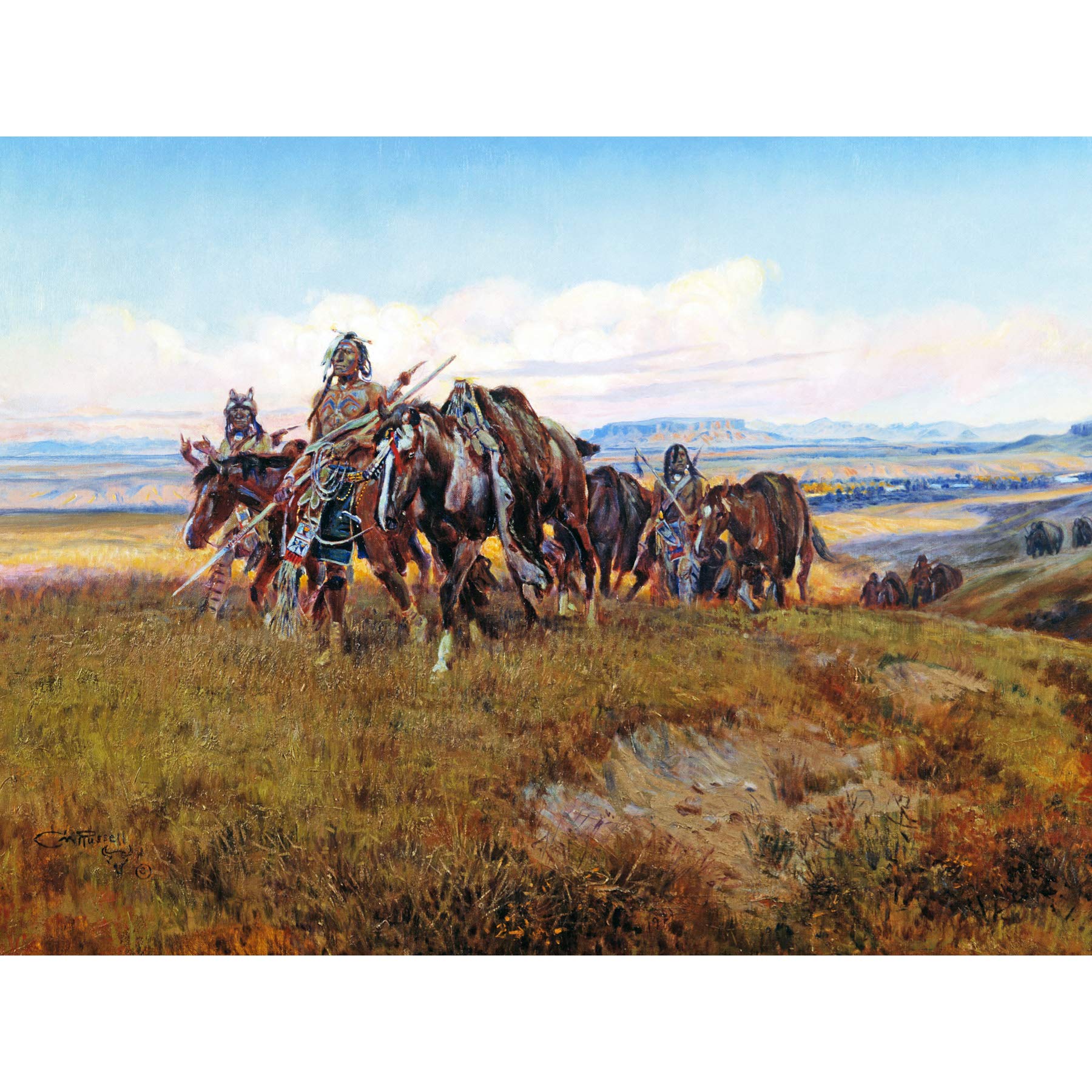 Russell In Enemy's Country Wild West Native American Painting Large Wall Art Print Canvas Premium Mural