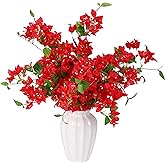 Apeair 10PCS Bougainvillea Artificial Flowers 30" Silk Fake Bougainvillea Branches Faux Flowers Vines for Home，Garden，Wedding，Party，Indoor and Outdoor，Floral Arrangement and DIY Decor（red）