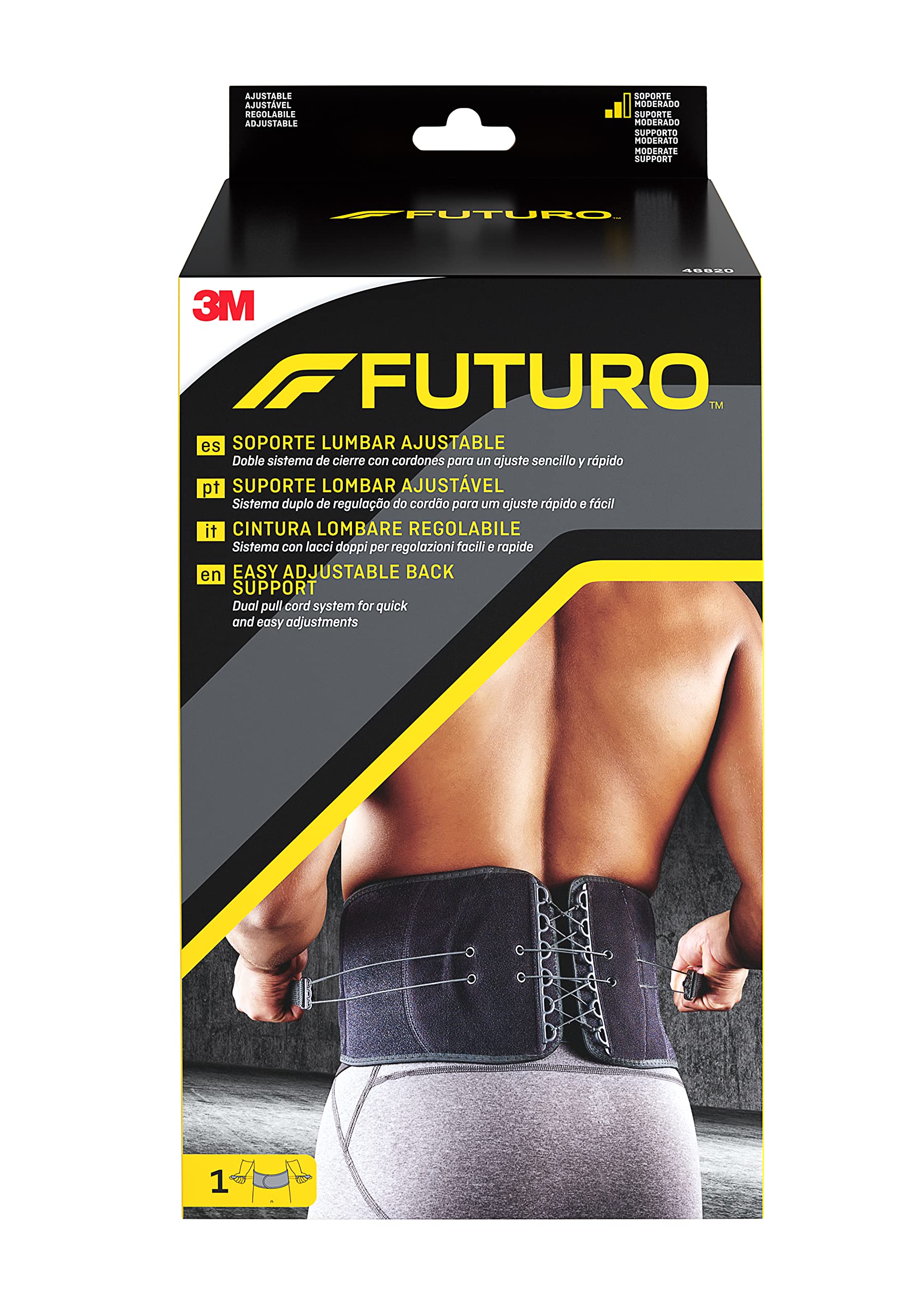 FUTURO Easy Adjustable Back Support - Dual Pull Cord System for Quick and Easy Adjustments