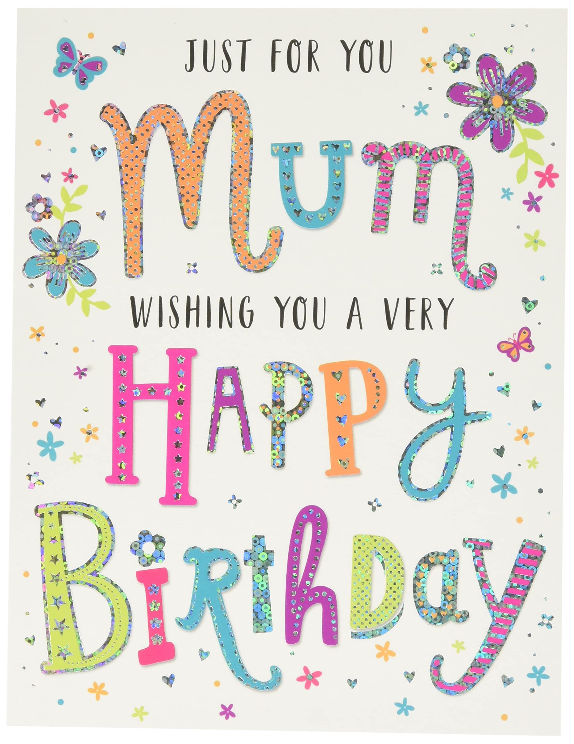 Piccadilly Greetings Regal Publishing Modern Happy Birthday Card Mum,Grey, 8 x 6 inches