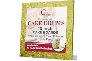 Cakebon Cake Boards Square - Sturdy 1/2 Inch Thick Drums - 12 Inch Professionally Wrapped Edges Gold 1-Pack