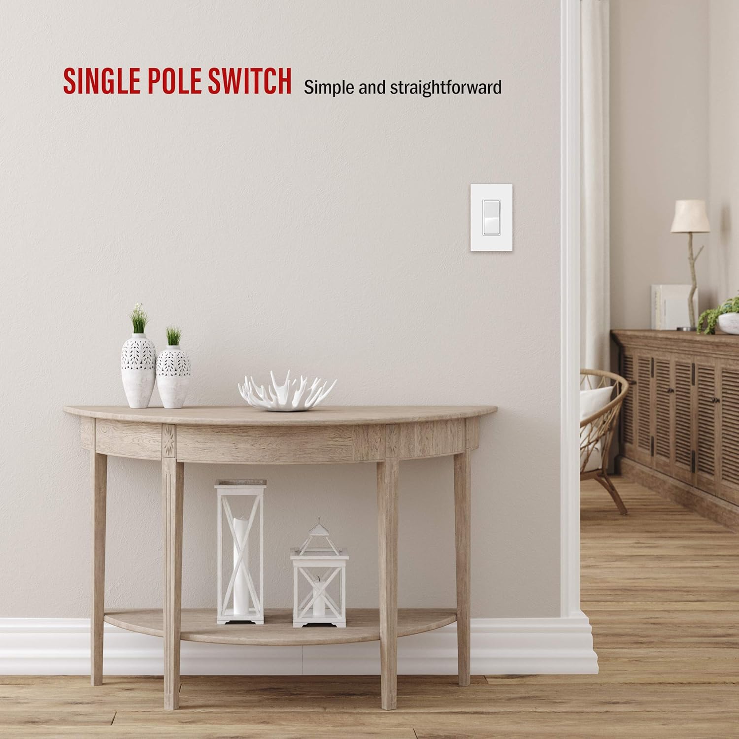 ENERLITES Decorator Paddle Rocker Light Switch, Single Pole, 3 Wire, Grounding Screw, Residential Grade, 15A 120V/277V, UL Listed, 91150-W-10PCS, White (10 Pack): Industrial & Scientific