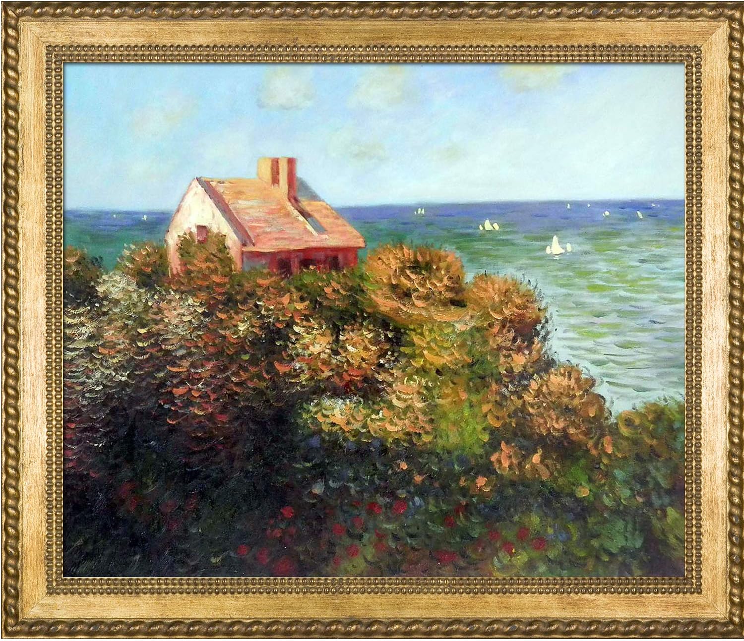 Paintings - overstockArt Fisherman's Cottage at Varengeville Framed Original Oil Painting by Claude Monet, 28.75 in x 24.75 in