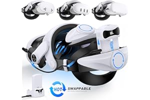 DXKK Head Strap for Meta Quest 3/3s/2 with 15000mAh Battery & Charger Dock- Extended 8H and Balanced, Double Adjustment Dials, Enhanced Comfort VR Headset Strap