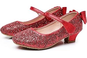 Mowoii Girls Glitter High Heels Dress Shoes Sparkle Mary Jane Pumps Wedding Party Princess Shoes for Toddler Kids