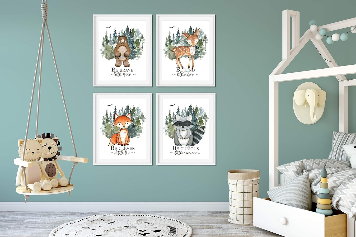 8 X 10 Each Boy Nursery Wall Decor Baby Boy Room Decor Woodland Nursery Decor For Boys Set Of 4 Prints Unframed Artwork Handmade Products Malibukohsamui Com