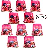 Geenber Ladybug Gift Bags 10 Pack Drawstring Shoe Bag for Kids Girls Birthday Party Supplies