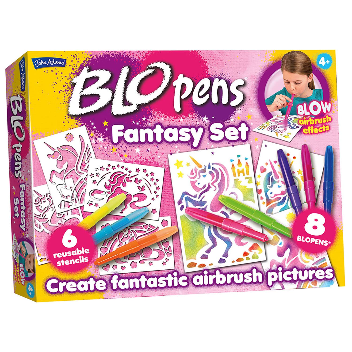 John Adams BLOPENS® Fantasy Activity Set | Contains 6 Reusable Stencils & 8 BLOPENS | A Fab New Way to Colour & Draw | Ages 4+ | Great Gift Idea for Christmas for Boys & Girls | Washable & Non-Toxic — image 1