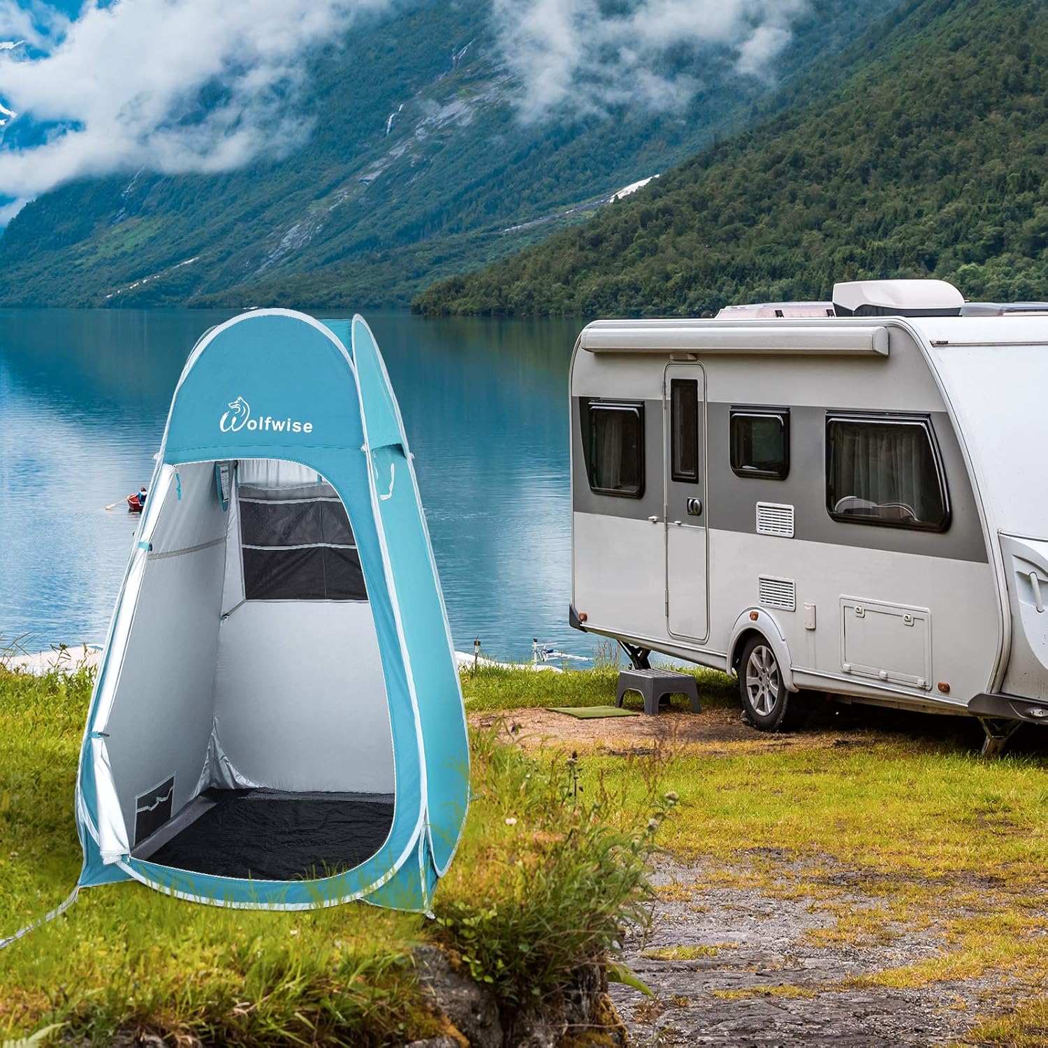 WolfWise Portable Pop Up Privacy Shower Tent Spacious Changing Room for Camping Hiking Beach Toilet Shower Bathroom : Sports & Outdoors