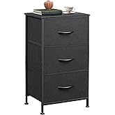 WLIVE Dresser with 3 Drawers, Fabric Nightstand, Organizer Unit, Storage Dresser for Bedroom, Hallway, Entryway, Closets, Sturdy Steel Frame, Wood Top, Easy Pull Handle, Charcoal Black