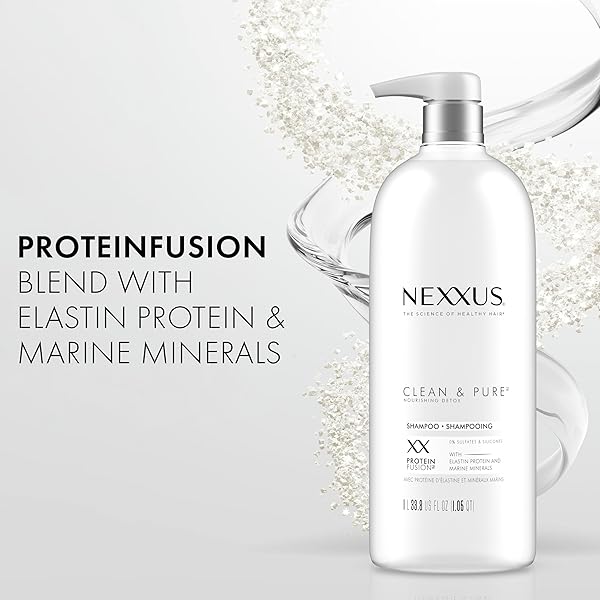 NEXXUS CLEAN AND PURE CLARIFYING SHAMPOO, WITH PROTEINFUSION, NOURISHED HAIR CARE SILICONE, DYE AND PARABEN FREE 33.8 OZ