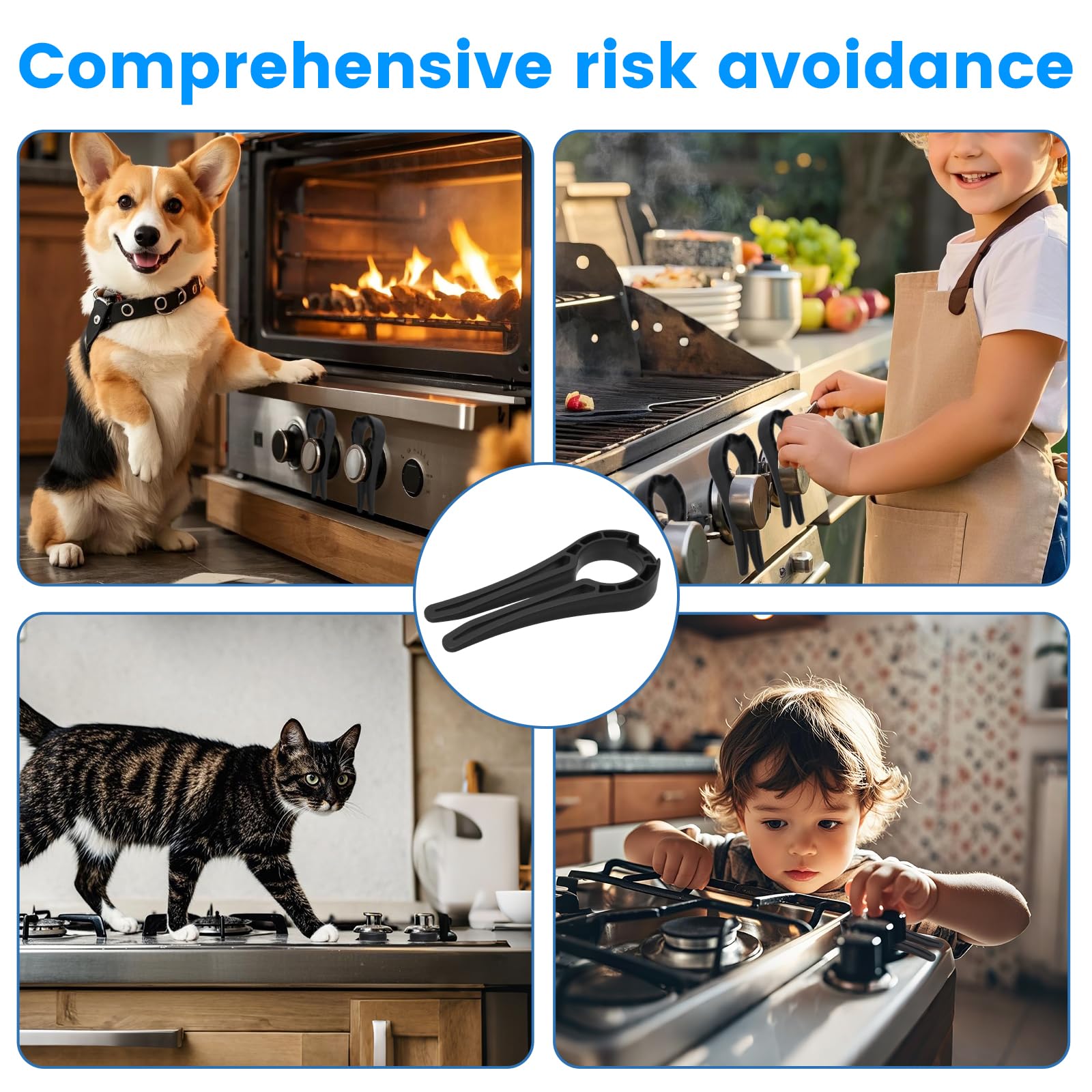 6 Pack Gas Stove Knob Locks, Stove Knob Locks for Child Safety, Gas Stove Knob Lock for Baby Safety, Prevent Children or Pets from Accidentally Turning on Gas Stove. Black