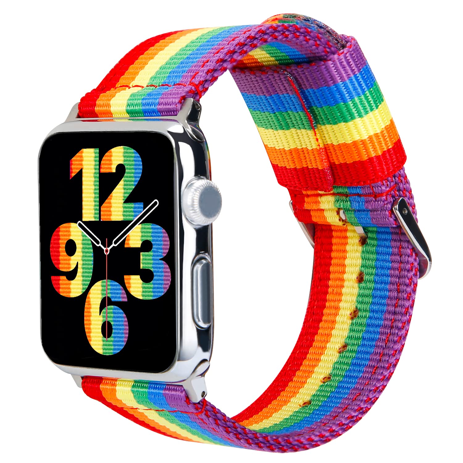 ESTUYOYA Correa Pride compatible con Apple Watch 49mm 46mm 45mm 44mm 42mm 41mm 40mm 38mm, Pulsera de Nylon Orgullo Gay LGTBI para iWatch Series 10 9 8 7 6 5 4 3 2 1 SE Ultra 6 — image 1