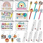Henoyso 24 Pcs Christmas Teacher Appreciation Gifts Bulk 6 Makeup Bags 6 Pens 6 Keychains 6 Bookmark End of Year Thank You Gifts for Teachers