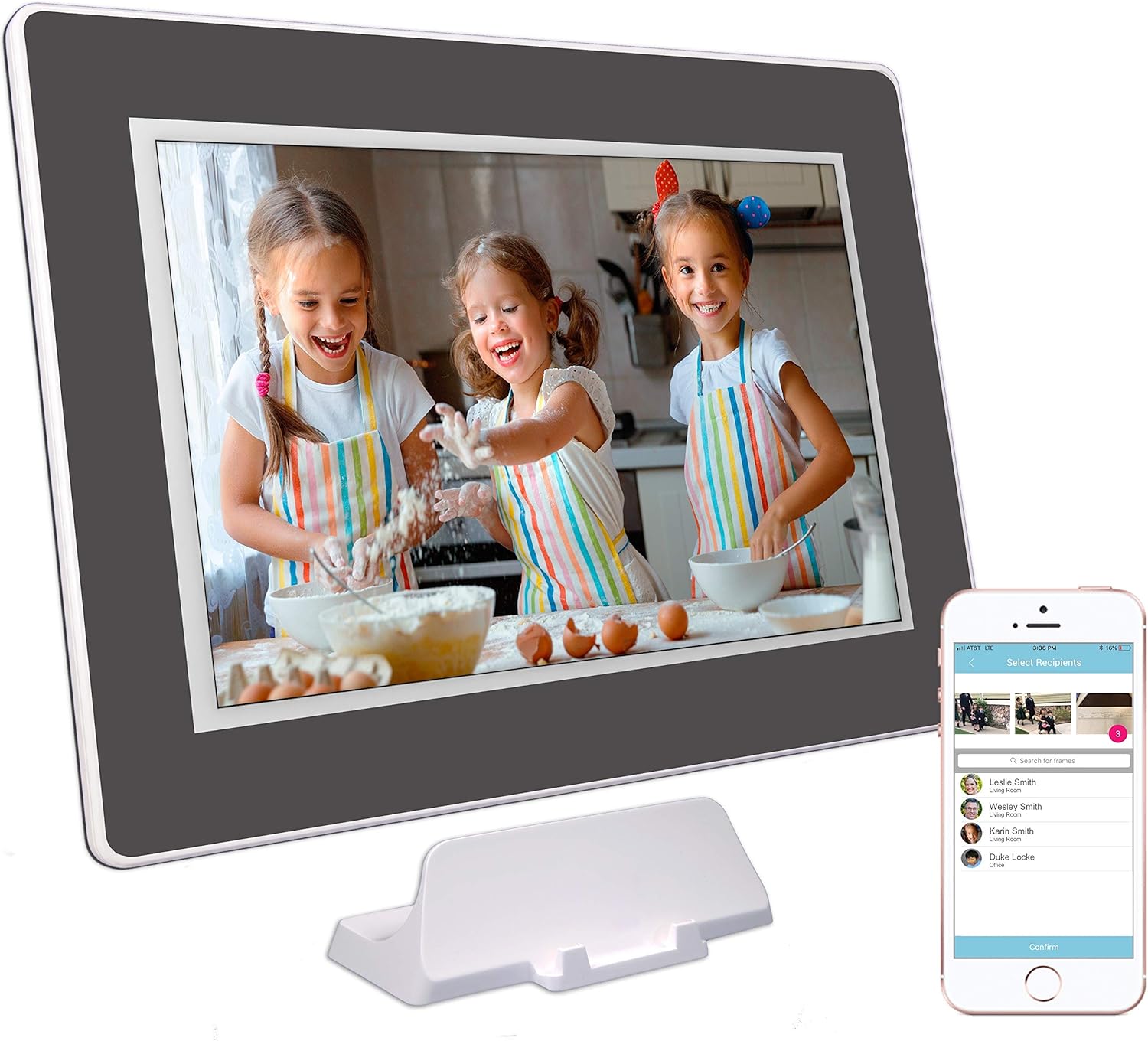 PhotoSpring (16GB) 10 inch WiFi Cloud Digital Picture Frame Battery, Touch Screen, Plays Video