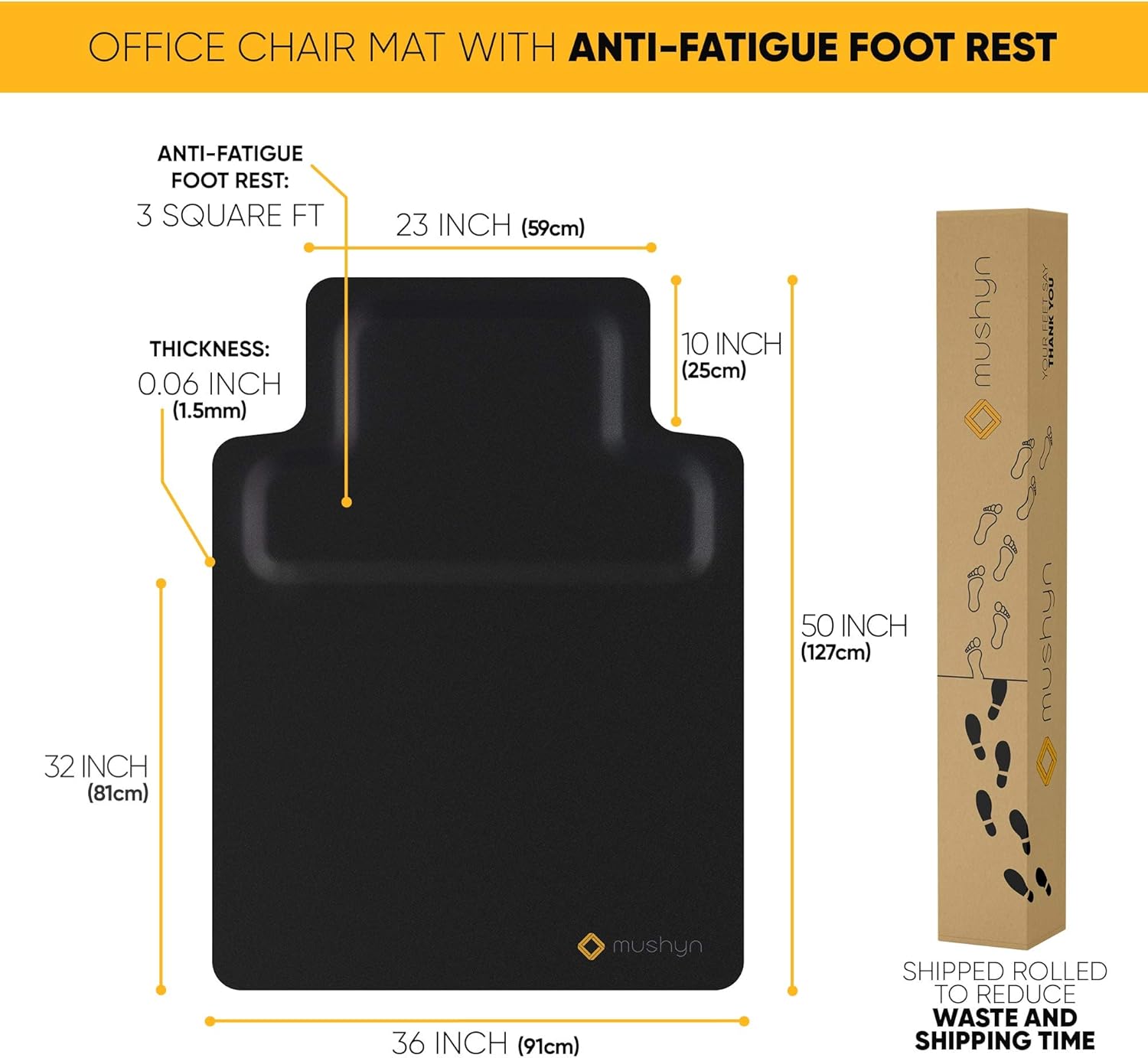 Office Chair Mat with Anti Fatigue Cushioned Foam - Chair Mat for Harwood Floor with Foot Rest Under Desk - 2 in 1 Chairmat Standing Desk Anti-Fatigue Comfort Mat: Kitchen & Dining