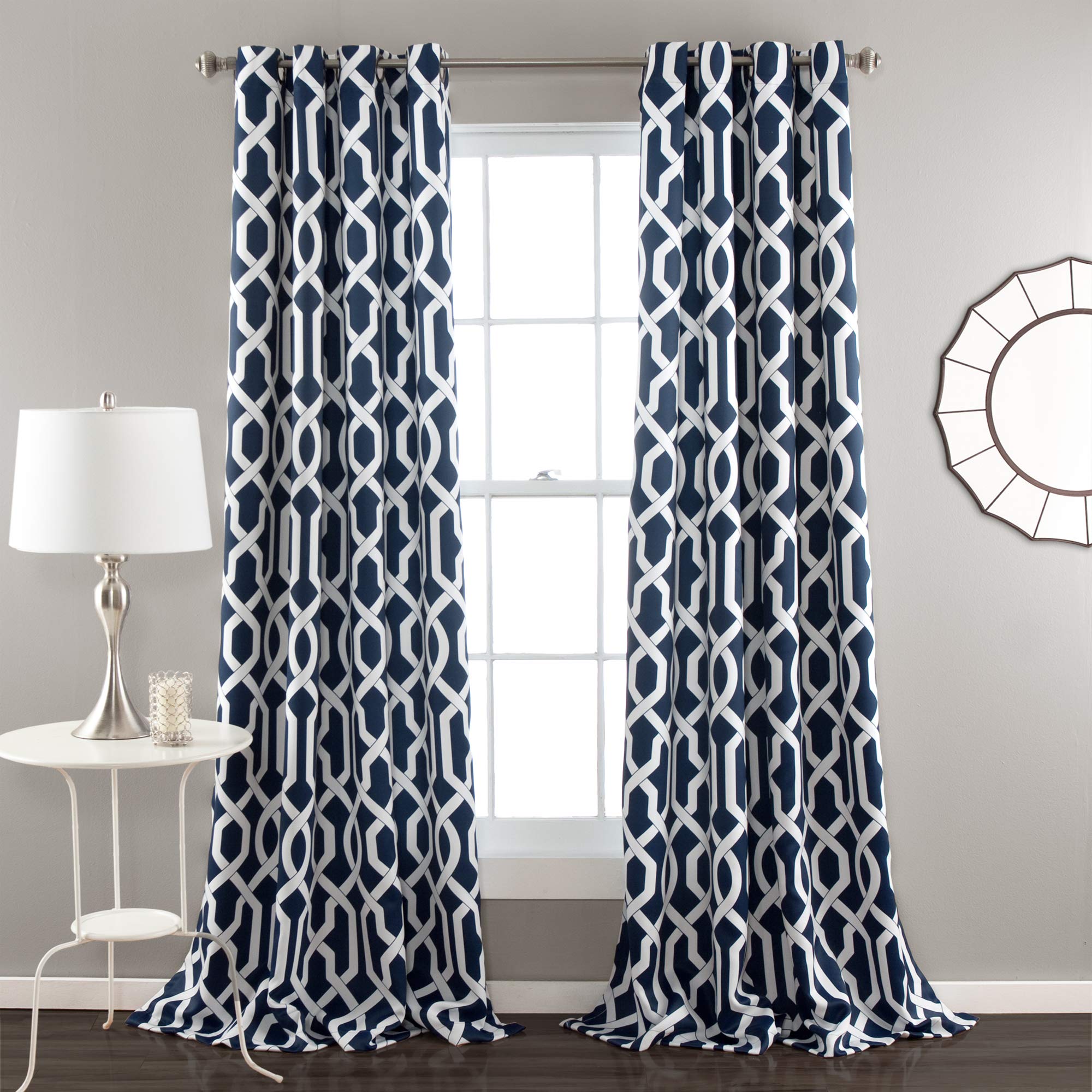 Lush Decor Darkening Window Curtains Panel Set for Living, Dining Room, Bedroom (Pair), Polyester, Navy, 52" W x 84" L (Pack of 1)