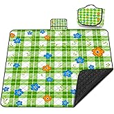 Extra Large Picnic Blanket Waterproof,80"x 80"Foldable Machine Washable Beach Blanket,Outdoor Blanket for 6-8 Adults,Suitable for Indoor Crawling,Park Beach,Camping,Hiking,Family Travel(Green)