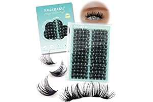 NAGARAKU Lash Clusters, DIY Cluster Individual Lashes, 140 Pcs DIY False Eyelash Extensions Cloud-Like Light Volume Thin Band