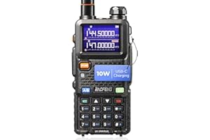 BAOFENG UV-5RM Plus 10W Ham Radio, Dual Band Two Way Radio, UHF VHF NOAA FM AM(Airband) 1.25M Receiver, Long Range Rechargeable Handheld Walkie Talkies, 2500mAh Battery USB-C Port, Chirp Compatible