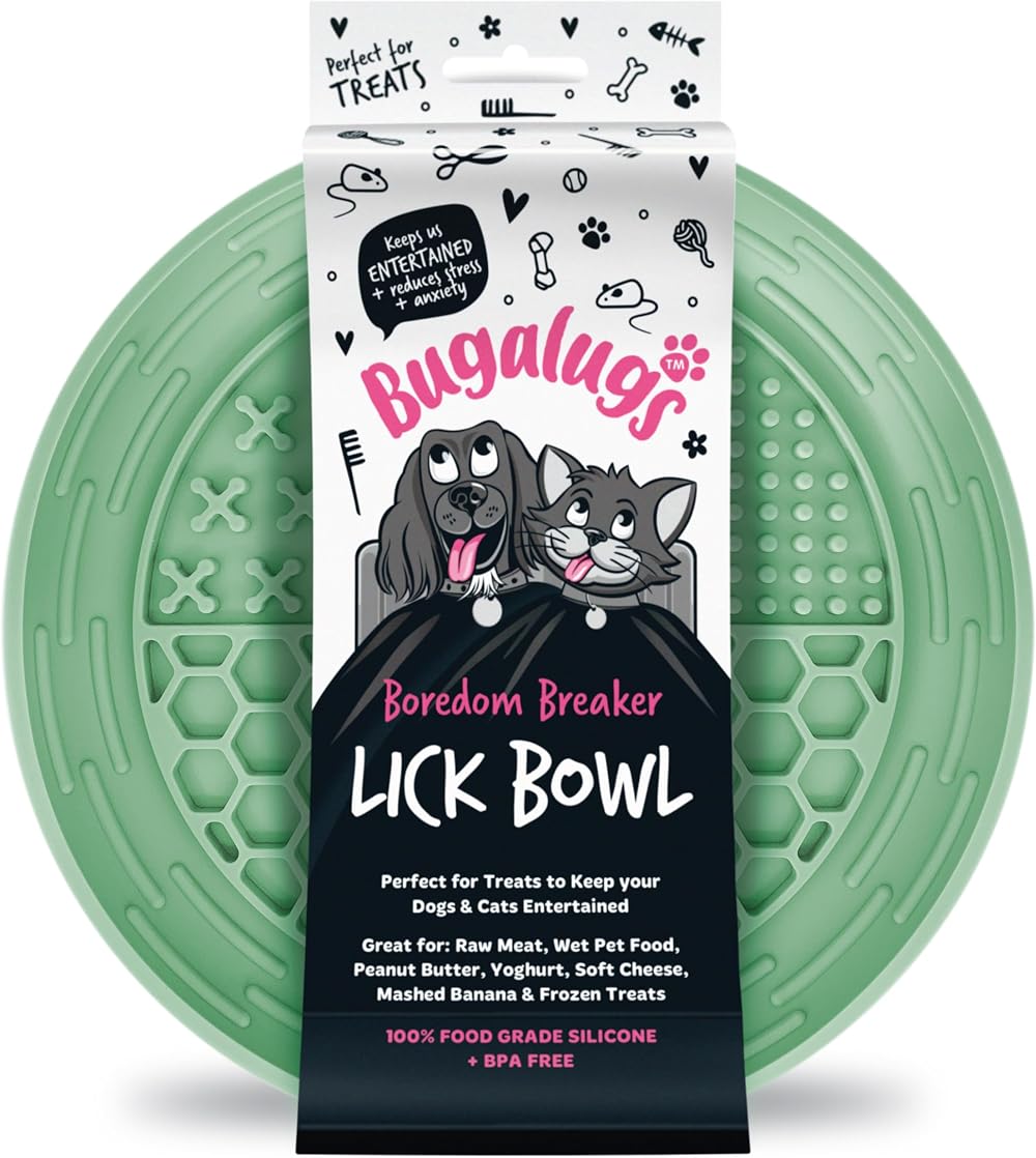 BUGALUGS Boredom Breaker Lick Bowl Slow Feeder Dog Mat Green 100% Food Grade