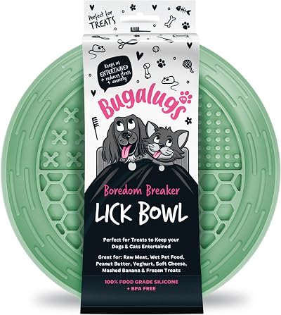 BUGALUGS Boredom Breaker Lick Bowl Slow Feeder Dog Mat Green 100% Food Grade