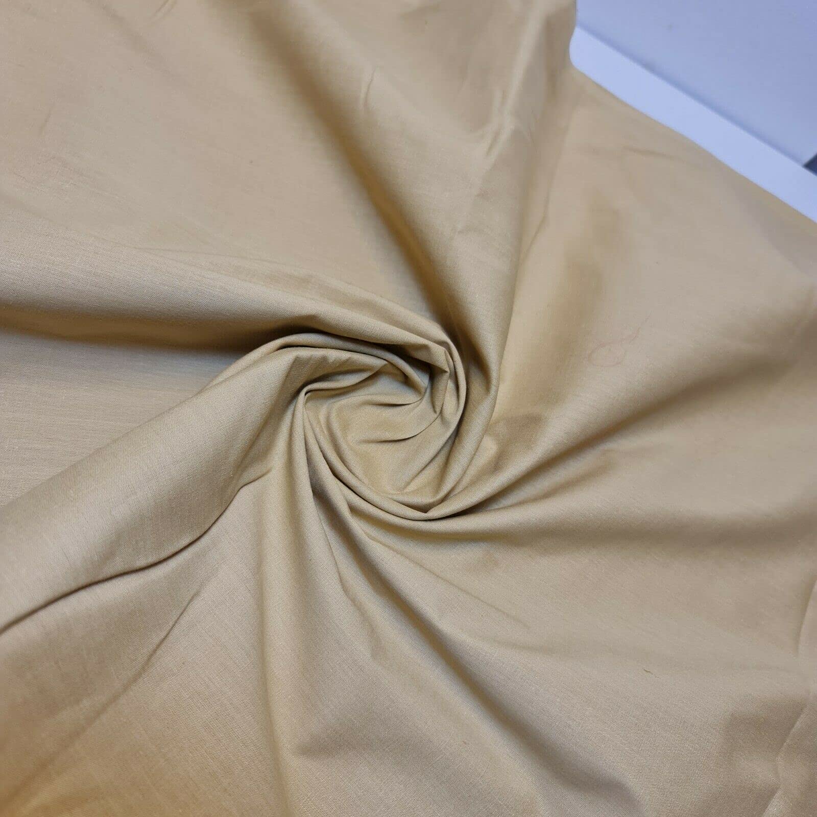 TEXTILE STATION Plain 100% Cotton Fabric Quilting Dress Making Fabric 112cm (44") Wide (Light Gold, 5 Meter)