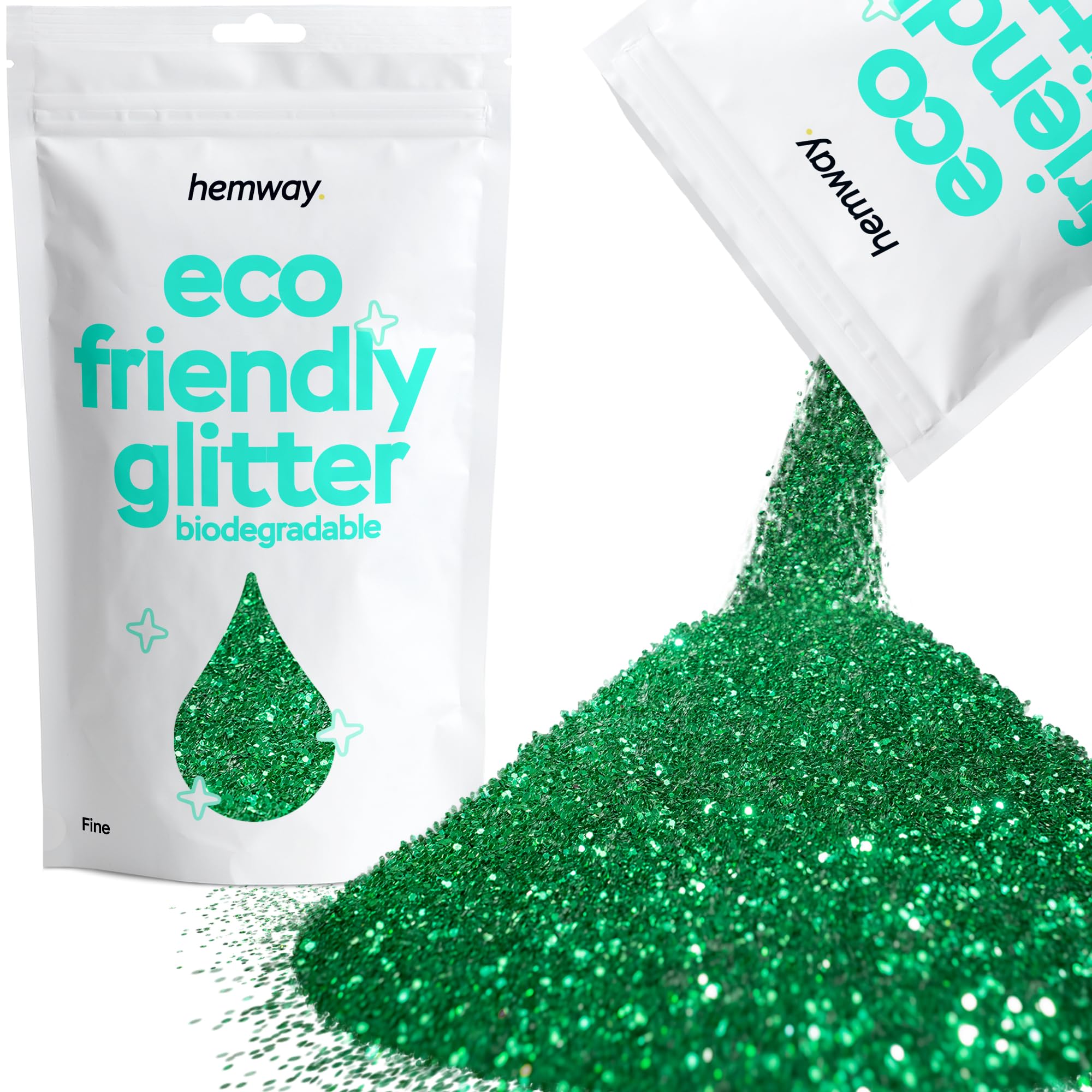 Eco Friendly Biodegradable Glitter | Emerald Green - Fine 100g, Plant Based, Biodegradable Glitter for Craft, Face, Hair, Nail, Body and Festival - Hemway
