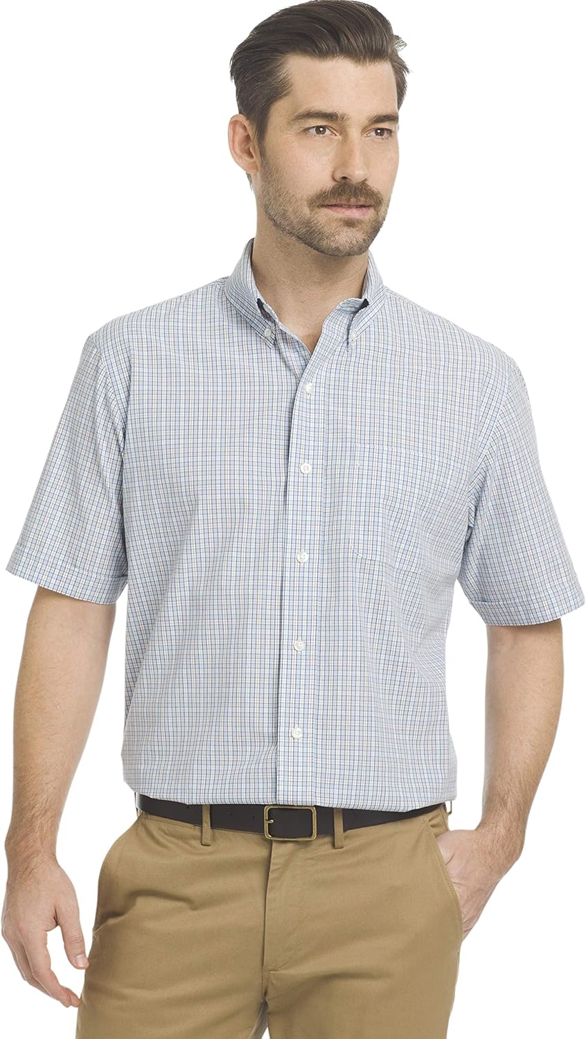 Arrow 1851 Men's Hamilton Poplins Short Sleeve Button Down Plaid Shirt