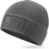 OUTDOOR SHAPING American Flag Fleece Beanie with Embroidered Patch Hat | Warm recycled polyester fleece with American flag patch and fits 22-24.5 in head circumference